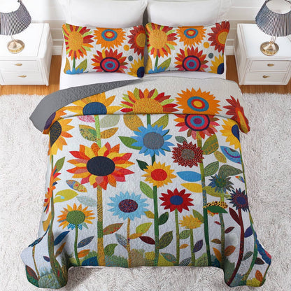 Shineful All Season Quilt 3-Piece Set Gorgeous Sunflower Garden