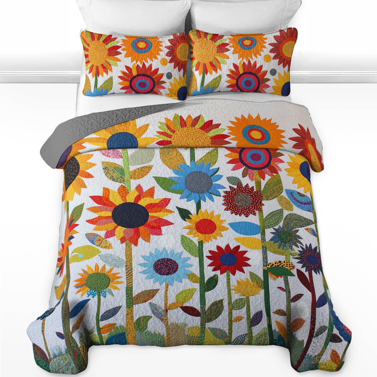 Shineful All Season Quilt 3-Piece Set Gorgeous Sunflower Garden