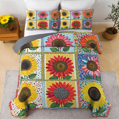 Shineful All Season Quilt 3-Piece Set Glamorous Sunflowers