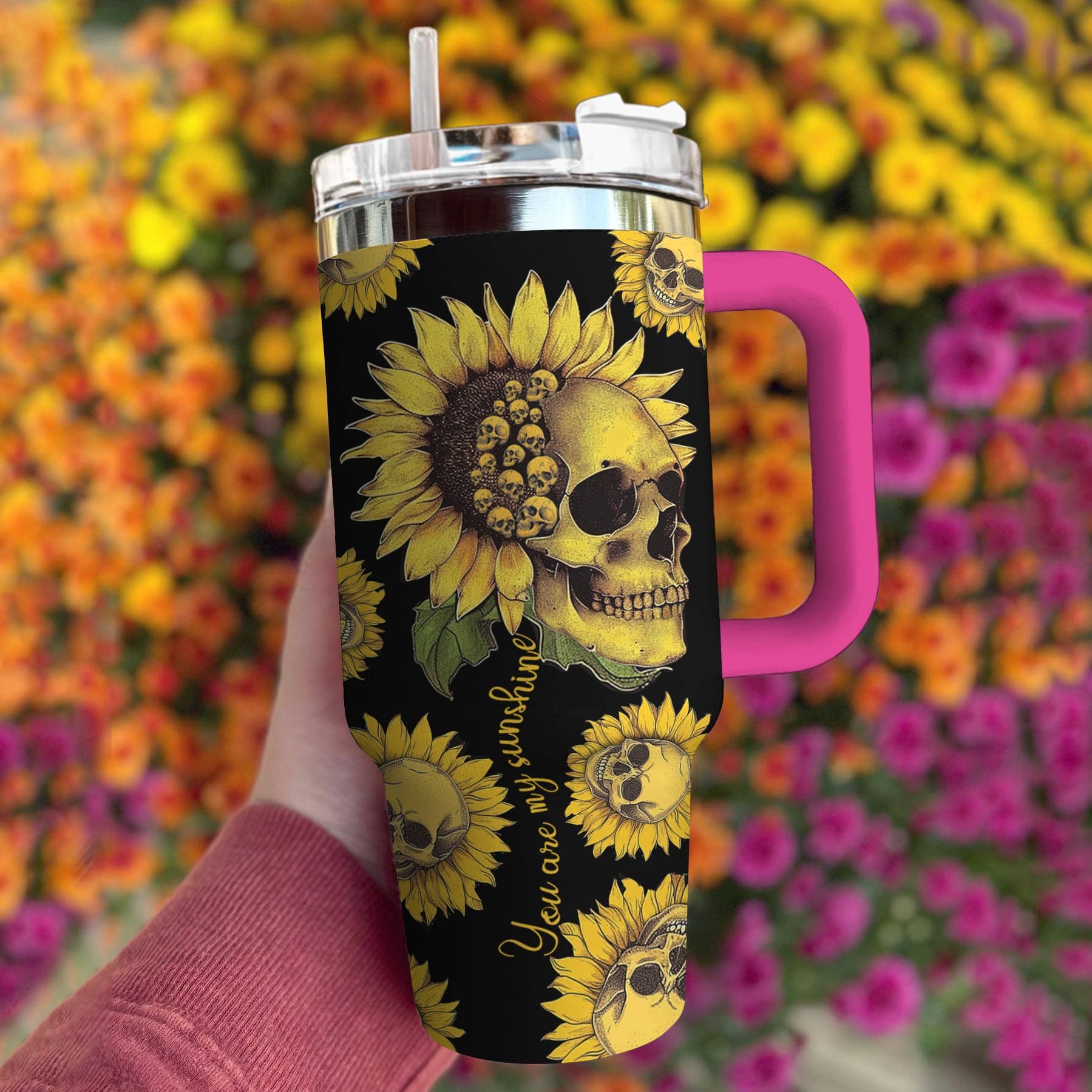 Skull Personalized 40 Oz Shineful™ Tumbler You Are My Sunshine Tl10 Hot Pink 40Oz