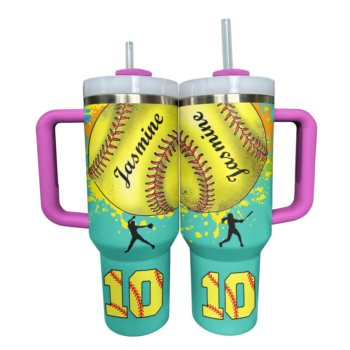 Shineful Personalized Tumbler Splashing Color Softball