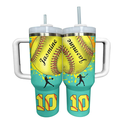 Shineful Personalized Tumbler Splashing Color Softball