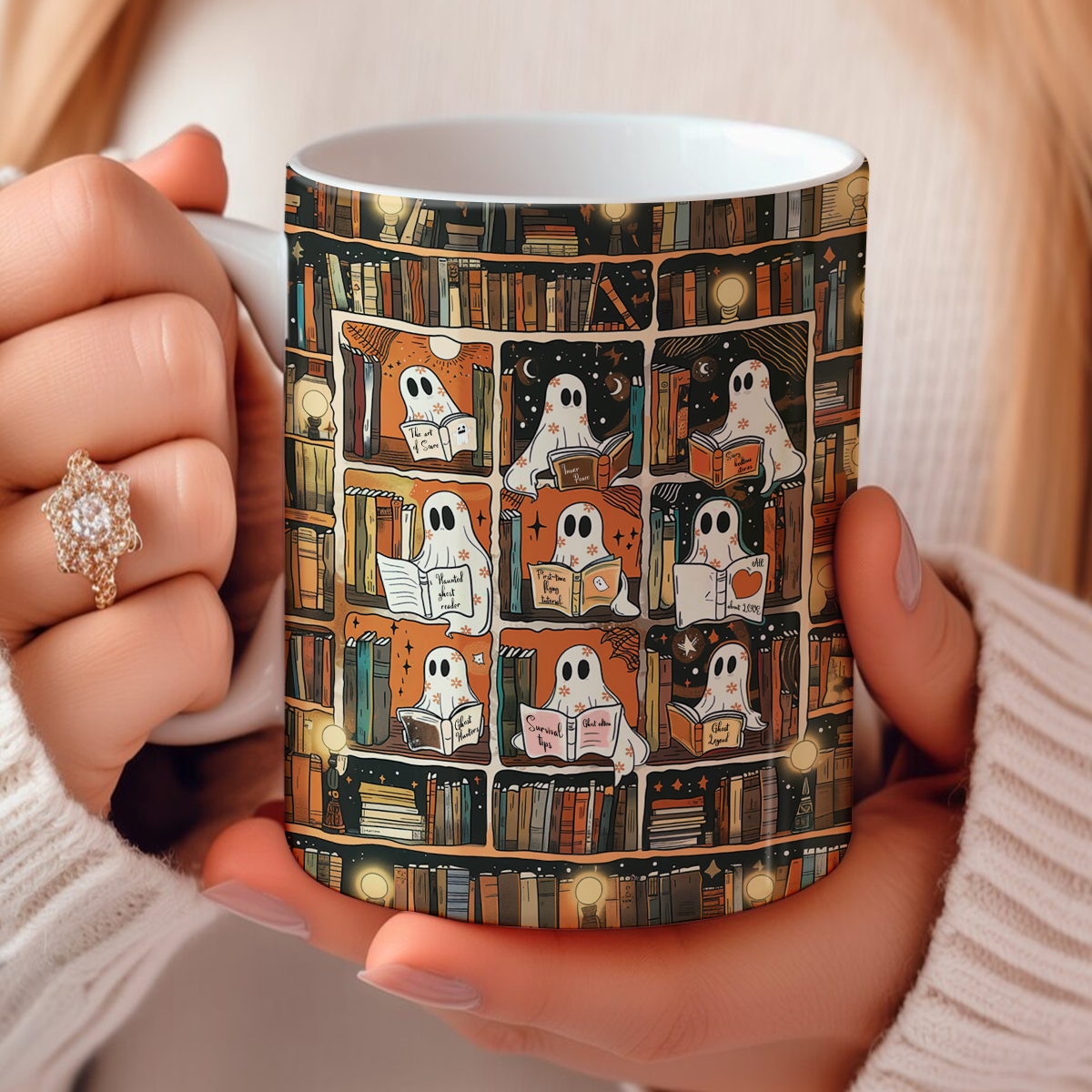 Shineful Ceramic Mug Spooky Ghost Readers