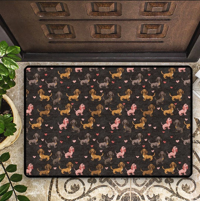 Shineful Lovely Dachshunds Ultra-Thin Non Skid Floor Mat, Kitchen Rugs