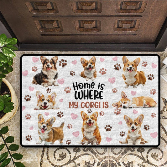 Shineful Ultra-Thin Non Skid Floor Mat, Kitchen Rugs Happy Corgi Home