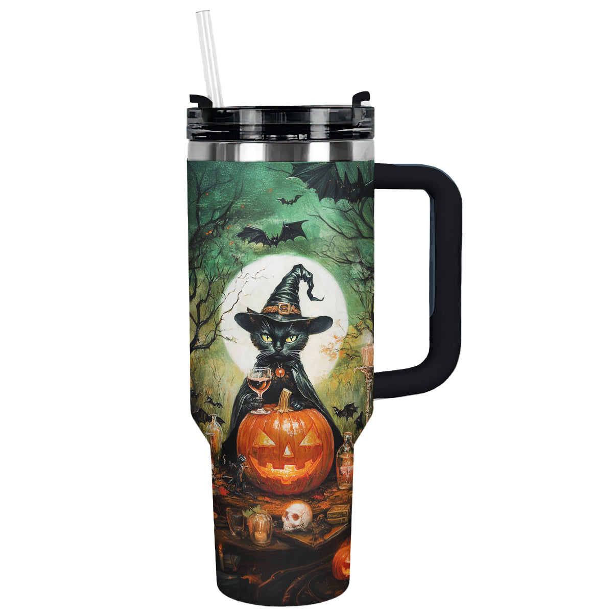 Glänzender Becher Witchy Black Cat