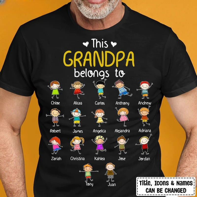 Shineful T-Shirt This Grandpa Belongs To - Personalized Unisex T-Shirt