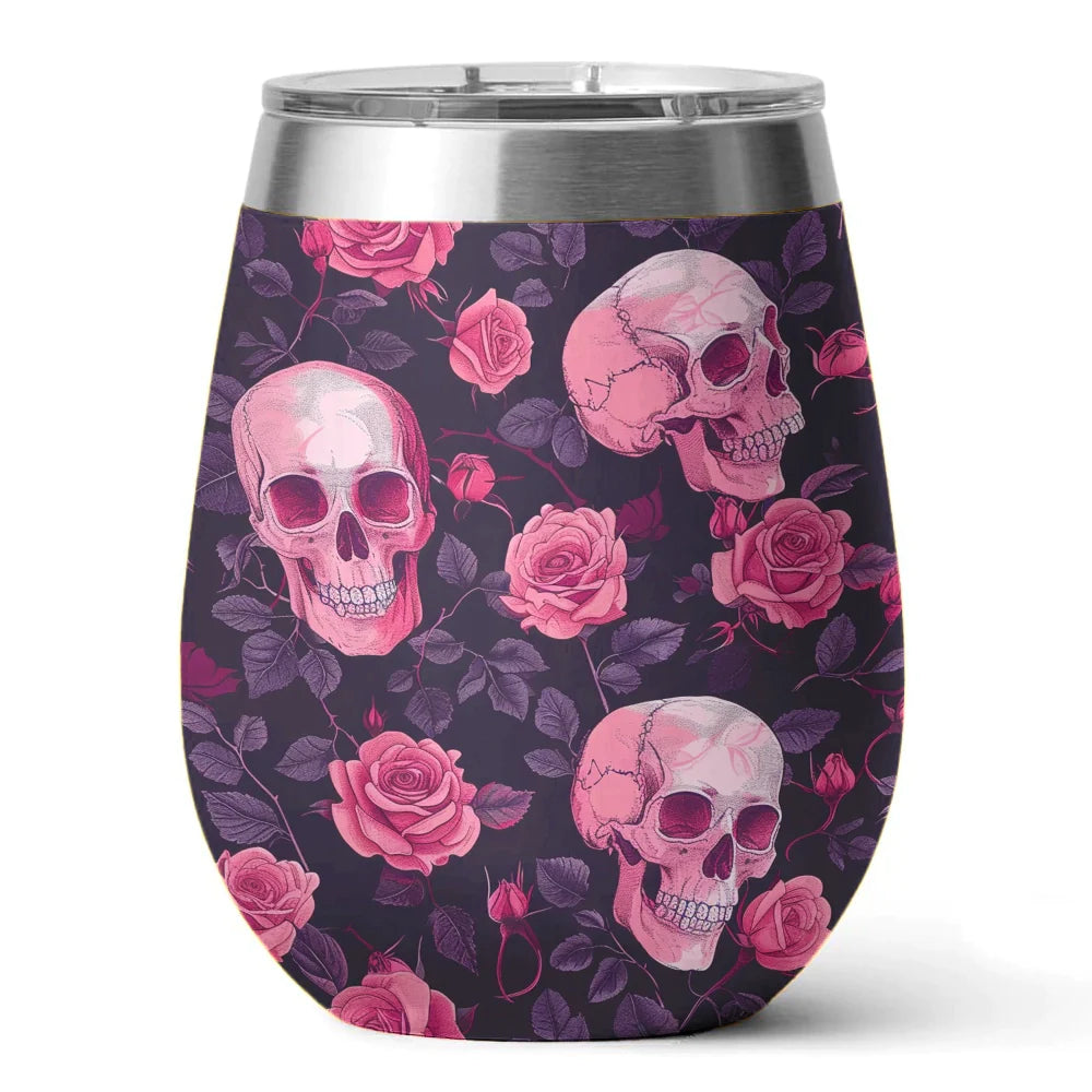 Skull 12 Oz Shineful™ Wine Tumbler Flower Vq03 12Oz