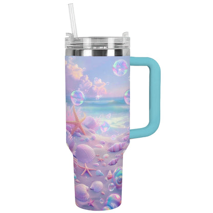 Shineful Glossy Tumbler Serene Beach Scene