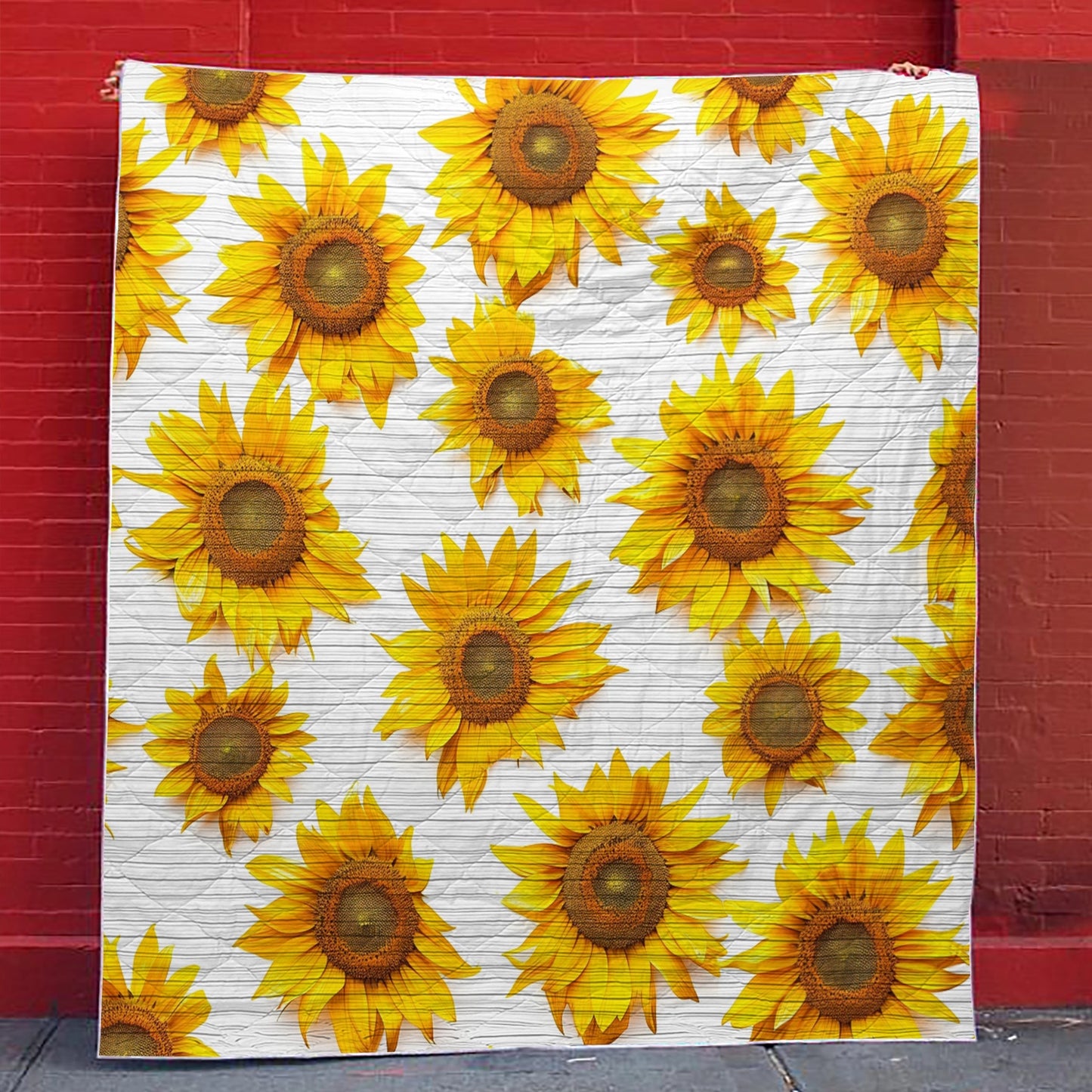 Shineful Flat Print Faux Quilt Blanket Vibrant Sun Flower