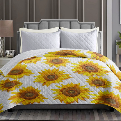 Shineful Flat Print Faux Quilt Blanket Vibrant Sun Flower