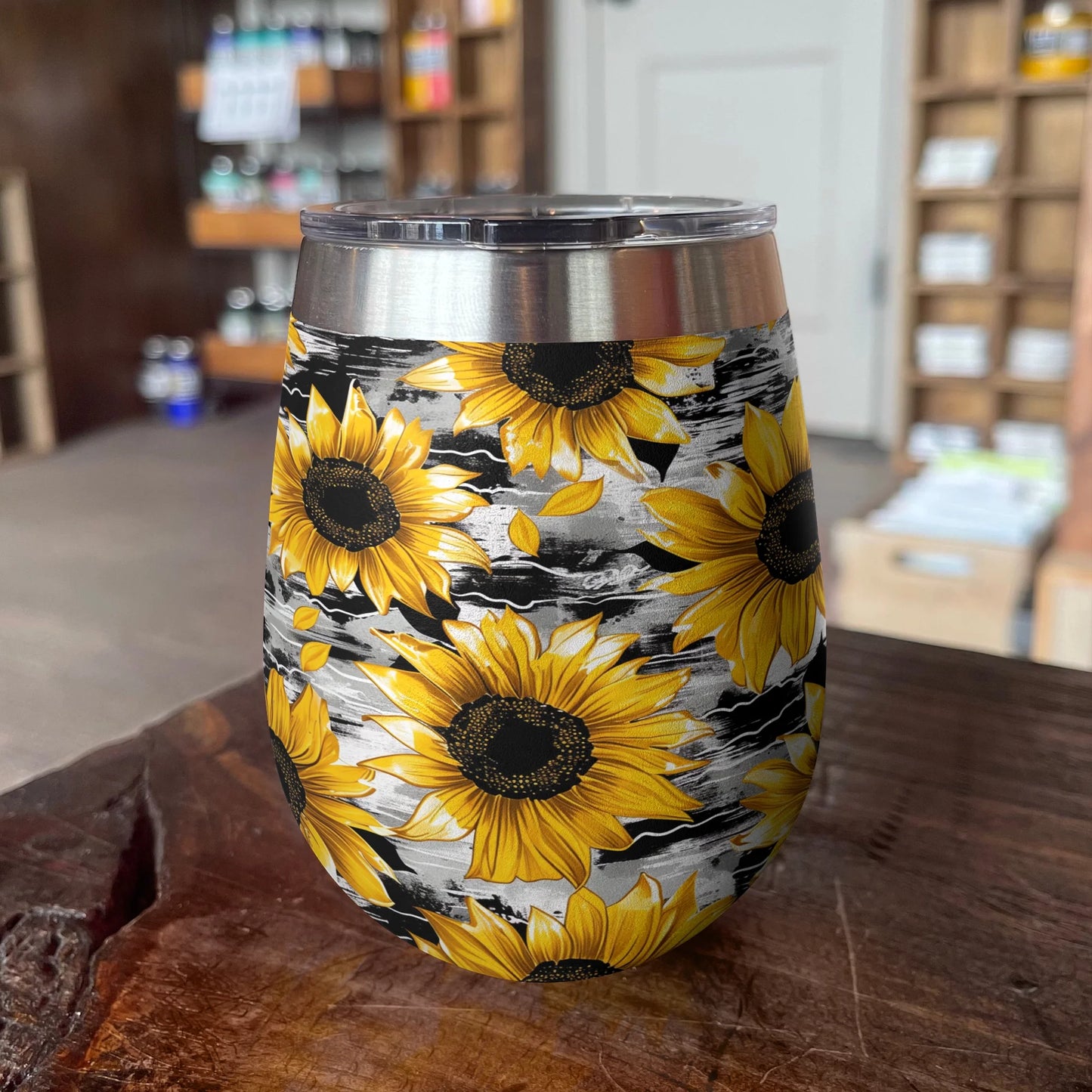 Sunflower 12 Oz Shineful™ Wine Tumbler Cow Skin Vq03 12Oz