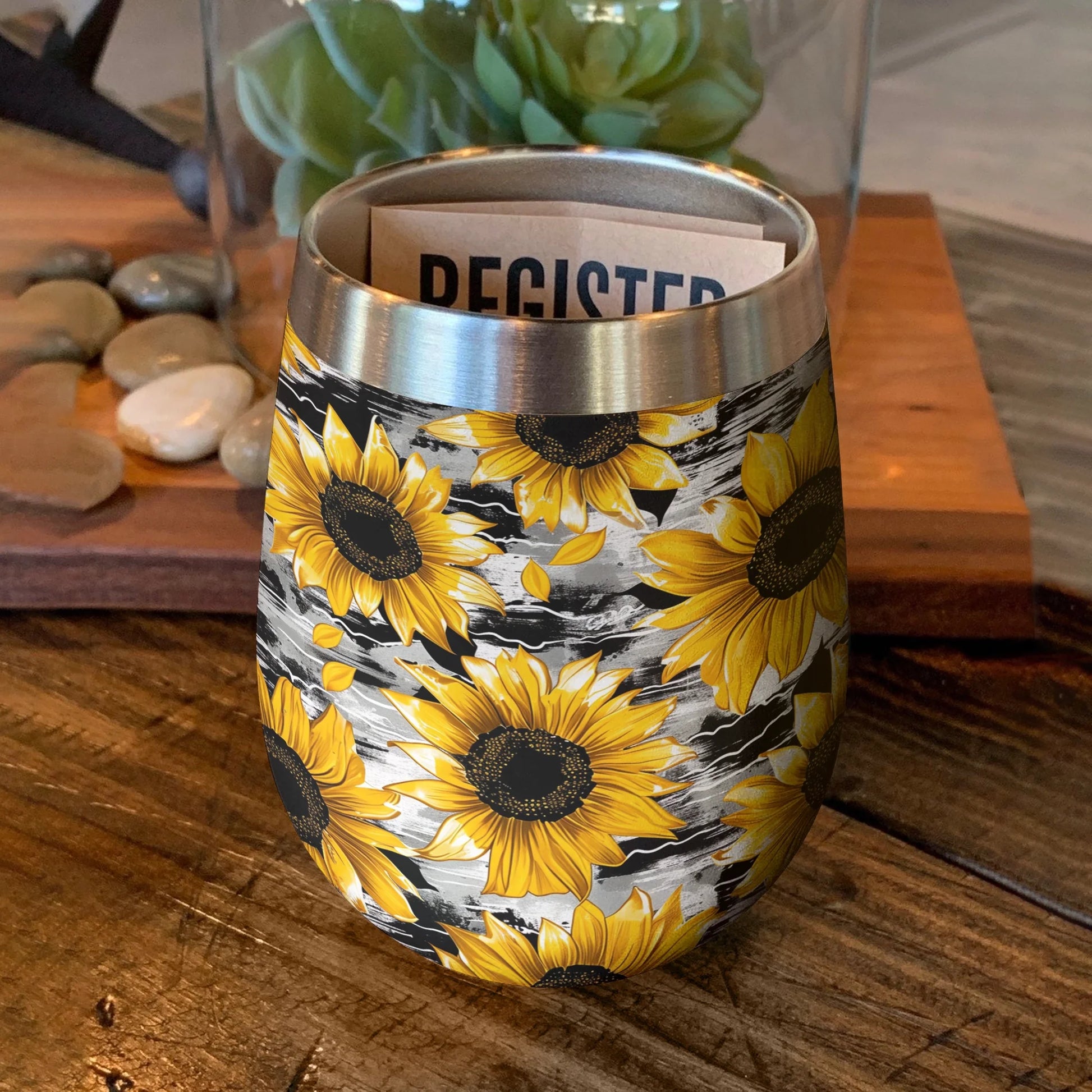 Sunflower 12 Oz Shineful™ Wine Tumbler Cow Skin Vq03 12Oz