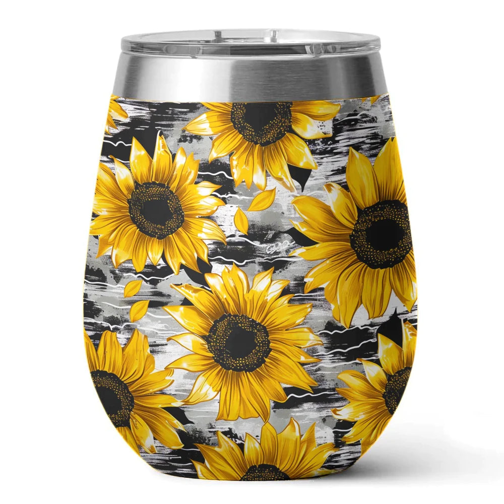 Sunflower 12 Oz Shineful™ Wine Tumbler Cow Skin Vq03 12Oz