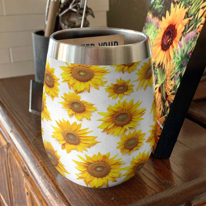 Flower 12 Oz Shineful™ Wine Tumbler Sunflowers Vq03 12Oz