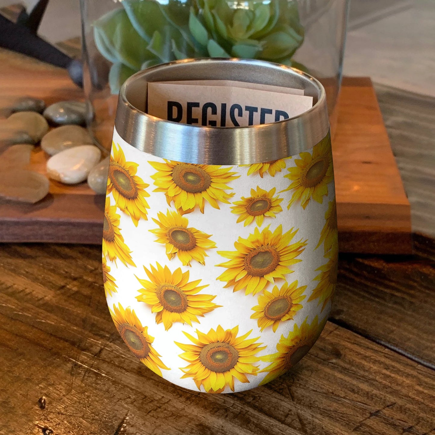 Flower 12 Oz Shineful™ Wine Tumbler Sunflowers Vq03 12Oz