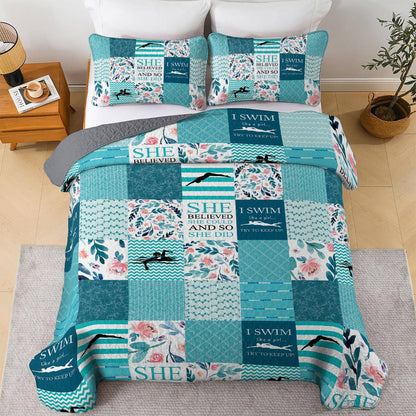 Shineful All Season Quilt 3-Piece Set Swim Like A Girl