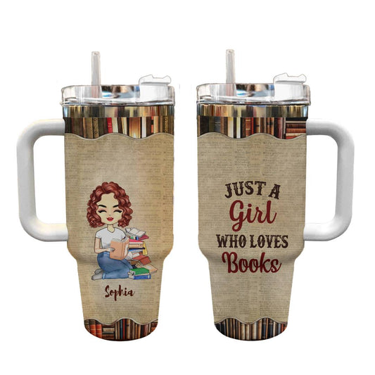 Shineful Tumbler Reading Gift - A Girl Who Loves Books Reading