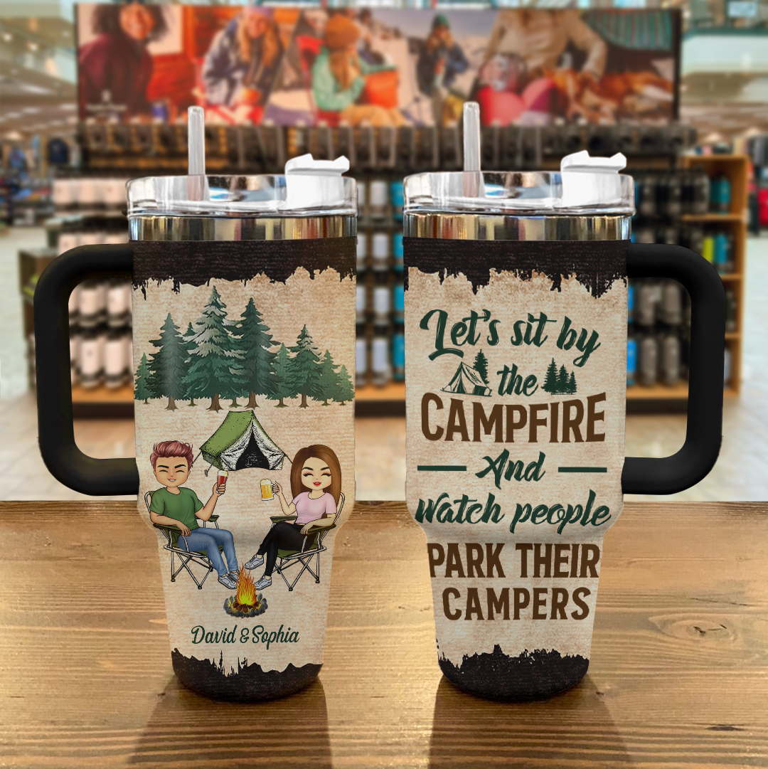 Shineful Tumbler Gift For Couple - Let's Sit By The Campfire Husband Wife Camping