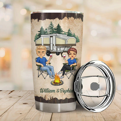 Shineful Tumbler 20 Oz Gift For Couple - Camping Partners For Life Husband Wife