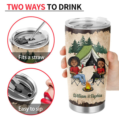 Shineful Tumbler 20 Oz Gift For Couple - Let's Sit By The Campfire Husband Wife Camping