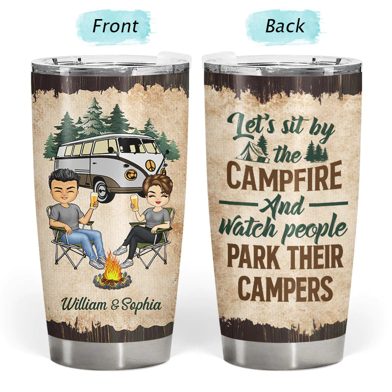 Shineful Tumbler 20 Oz Gift For Couple - Let's Sit By The Campfire Husband Wife Camping