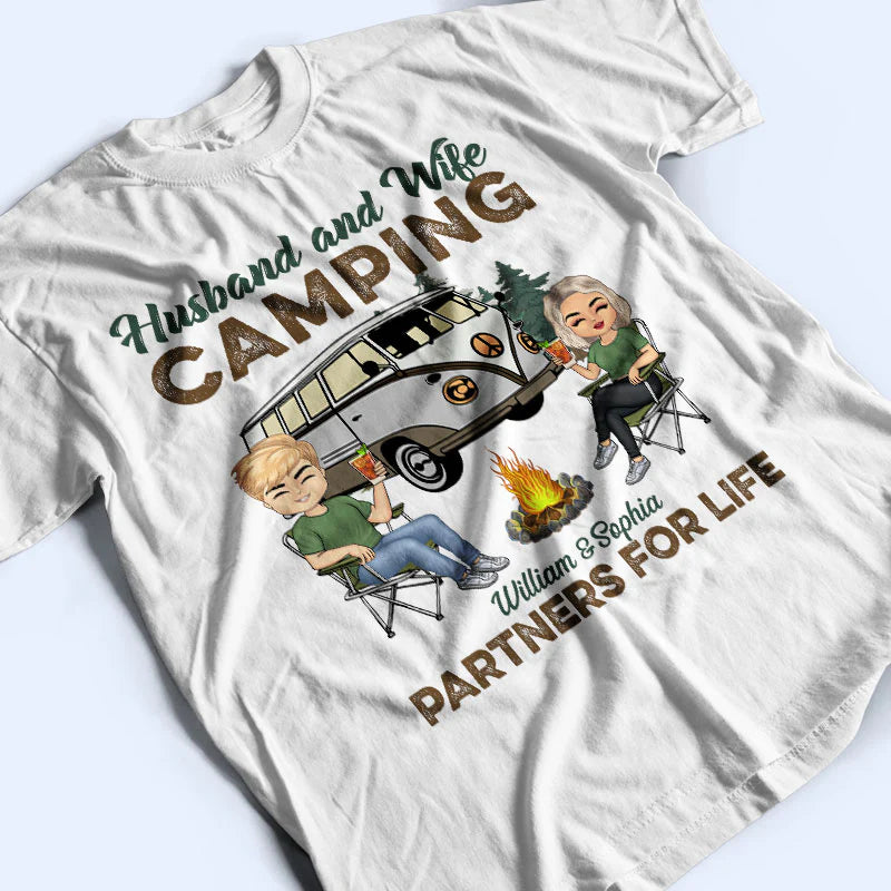 Shineful T-Shirt Gift For Couple - Camping Partners For Life Husband Wife - Personalized Unisex T-Shirt