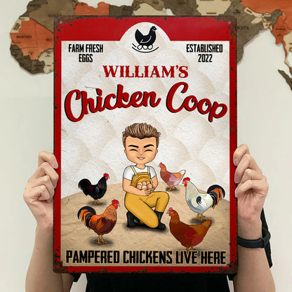 Shineful Pampered Chickens Live Here - Personalized 2D Flat Print Metal Signs