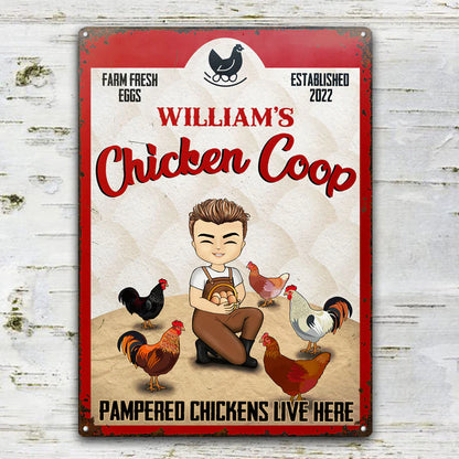 Shineful Pampered Chickens Live Here - Personalized 2D Flat Print Metal Signs