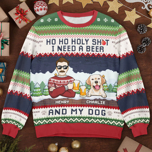 Shineful I Need A Beer And My Dogs - Personalized Ugly Sweater