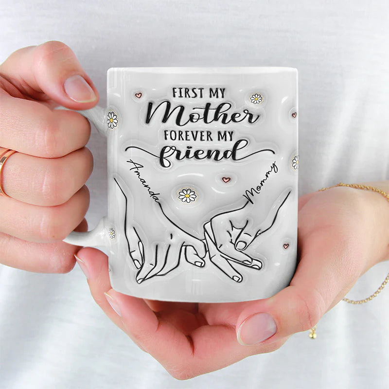 Cadeau de tasse brillante pour maman, fille - D'abord ma mère, pour toujours mon amie