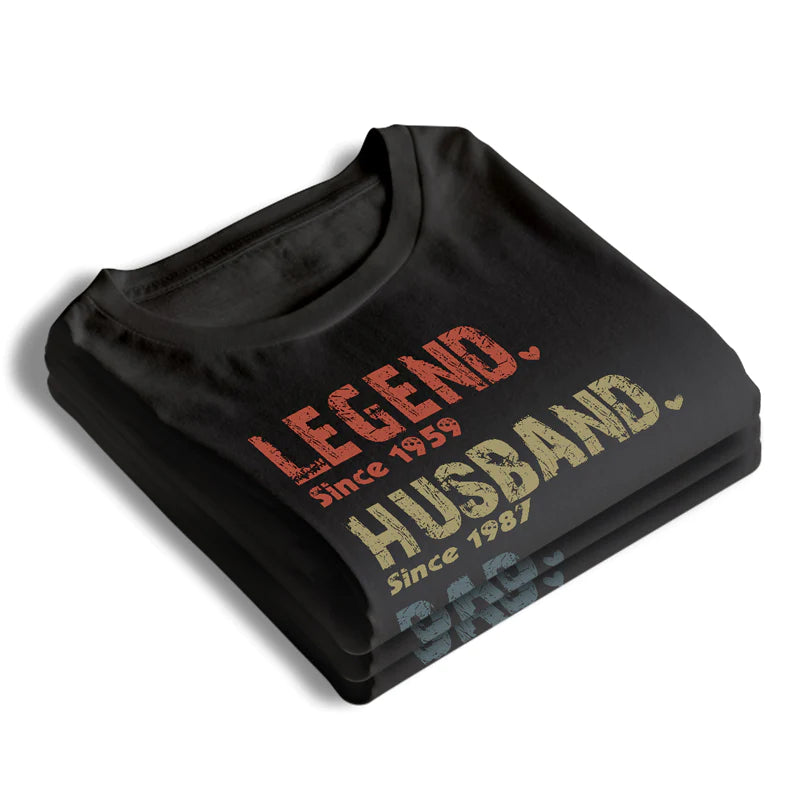 Shineful T-Shirt Legend, Ehemann, Vater und Papa seit – personalisiertes Unisex-T-Shirt