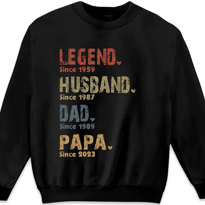 Shineful T-Shirt Legend, Ehemann, Vater und Papa seit – personalisiertes Unisex-T-Shirt