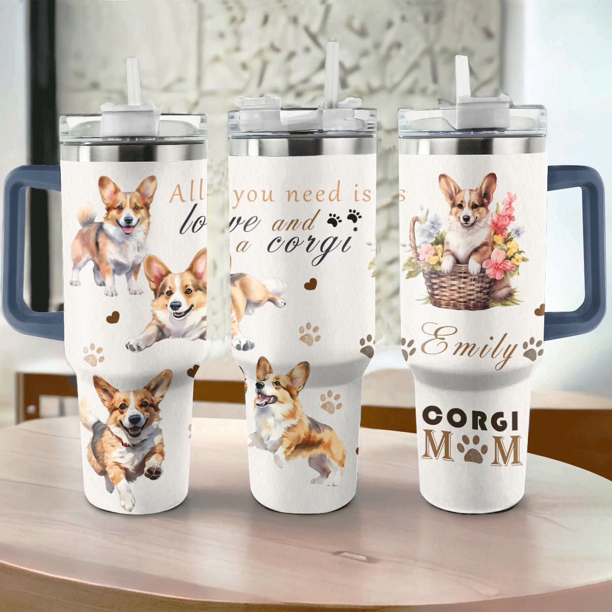 Shineful Tumbler Personalized Happy Corgi Mom