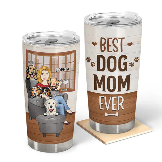 Shineful Tumbler 20 Oz Mother Gift - Thank You Best Dog Mom Ever Personalized