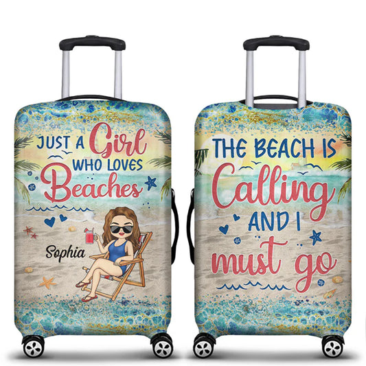 Shineful Gift For Women - Just A Girl Who Loves Beaches Traveling Personalized Luggage Cover