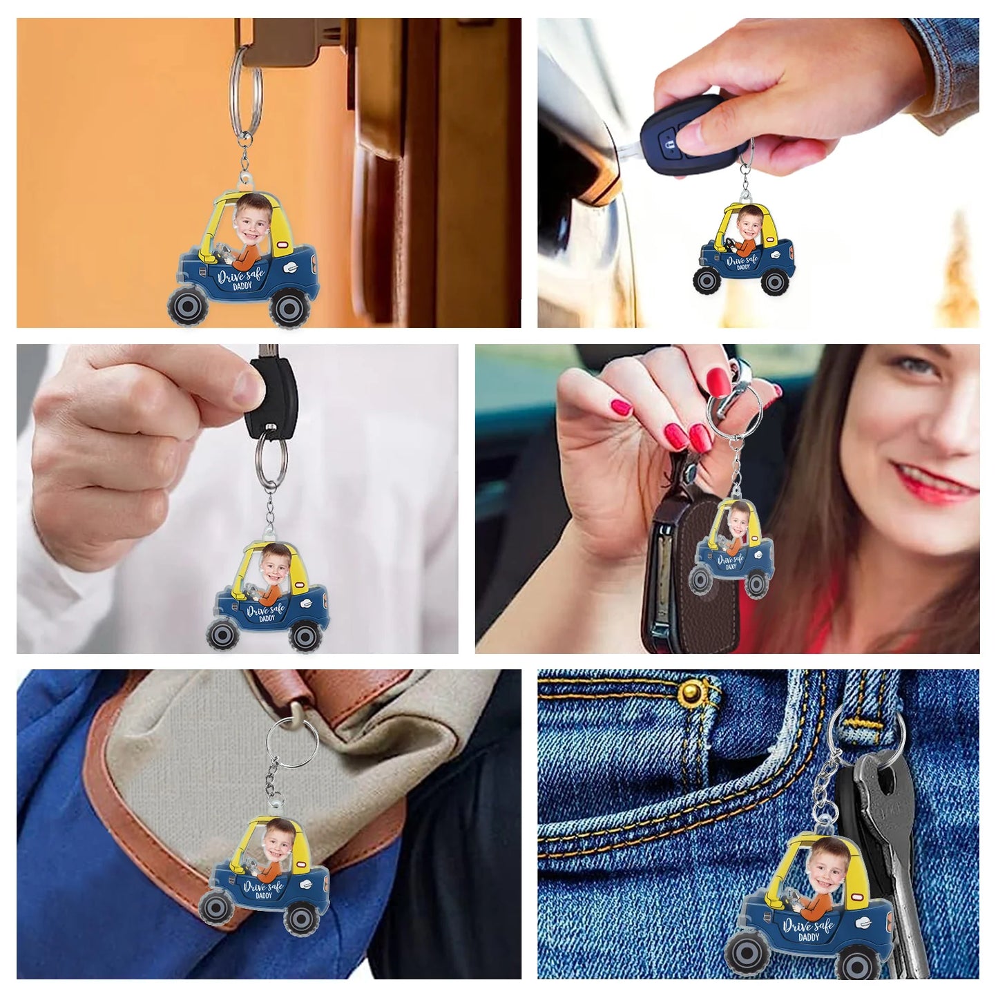 Shineful Acrylic Keychain Custom Photo Drive Safe Daddy