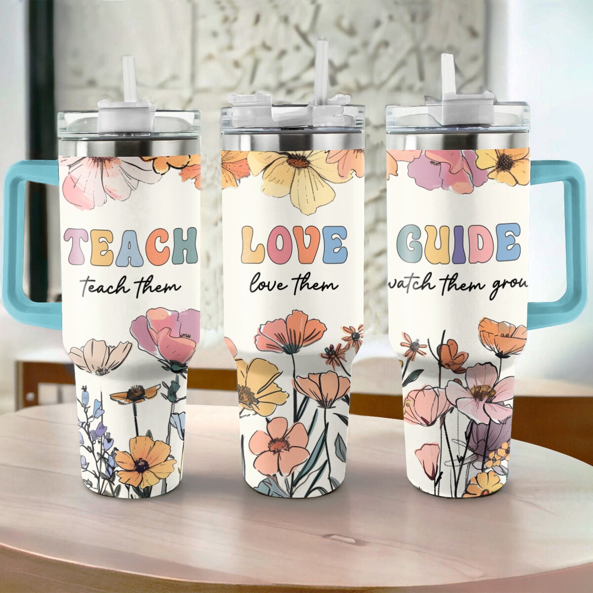 Shineful Tumbler Lehrer-Design „Teach, Love, Guide“