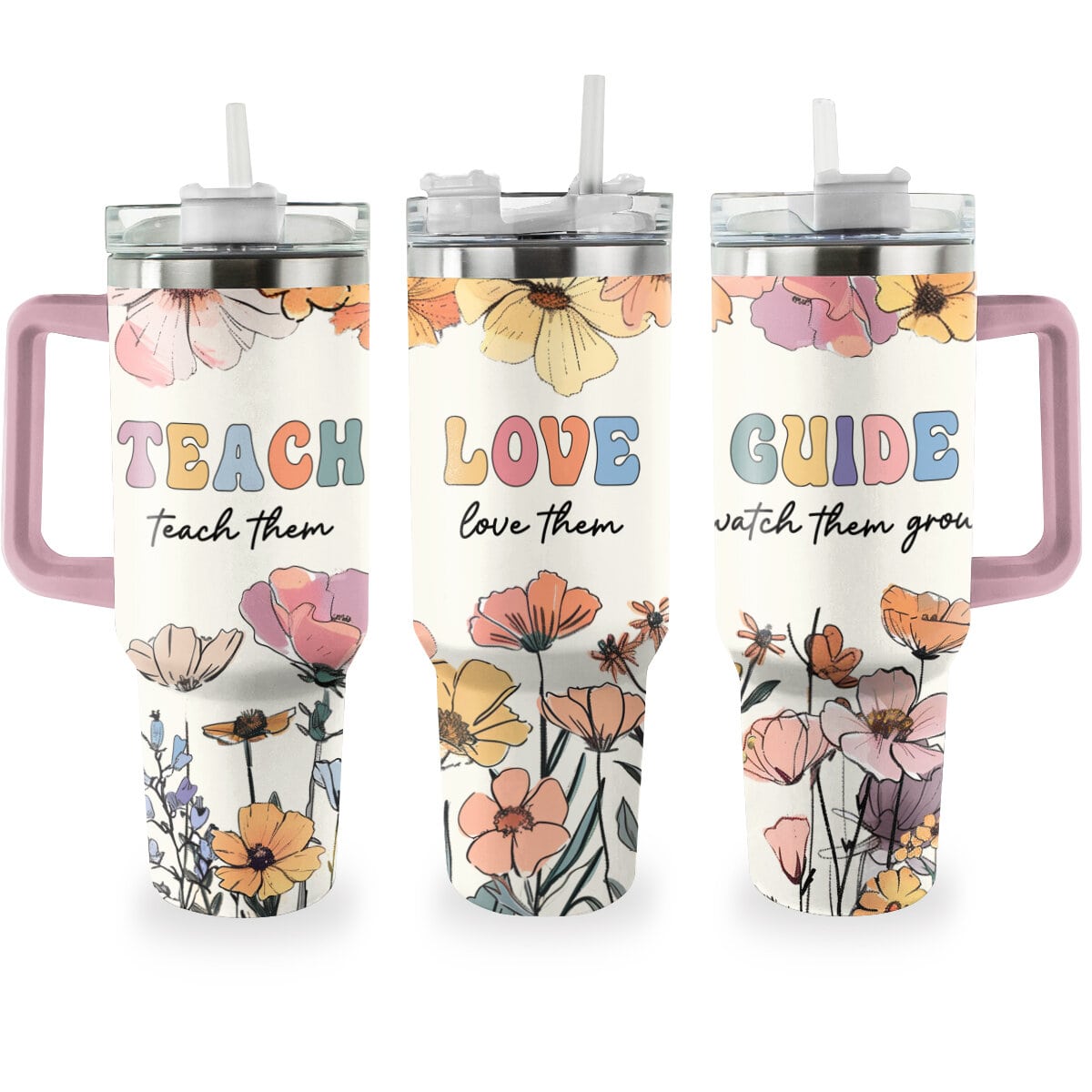 Shineful Tumbler Teacher's Teach, Love, Guide Design