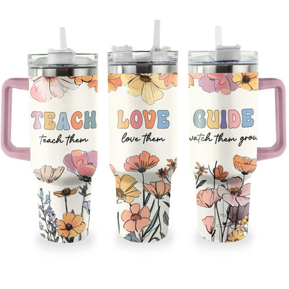 Shineful Tumbler Lehrer-Design „Teach, Love, Guide“