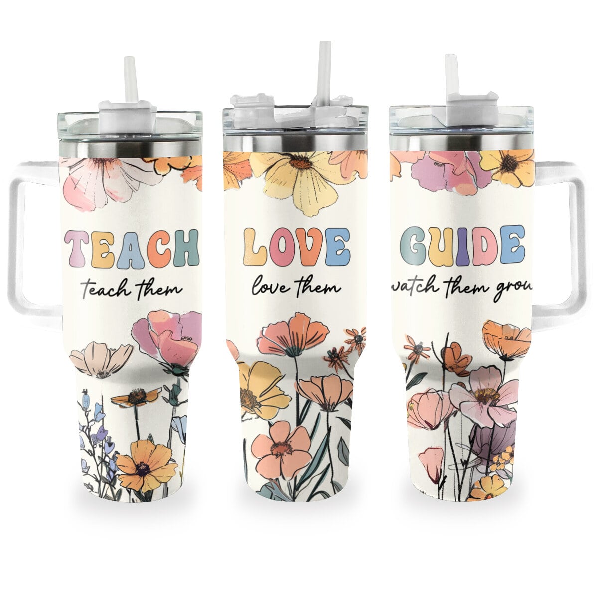 Shineful Tumbler Teacher's Teach, Love, Guide Design