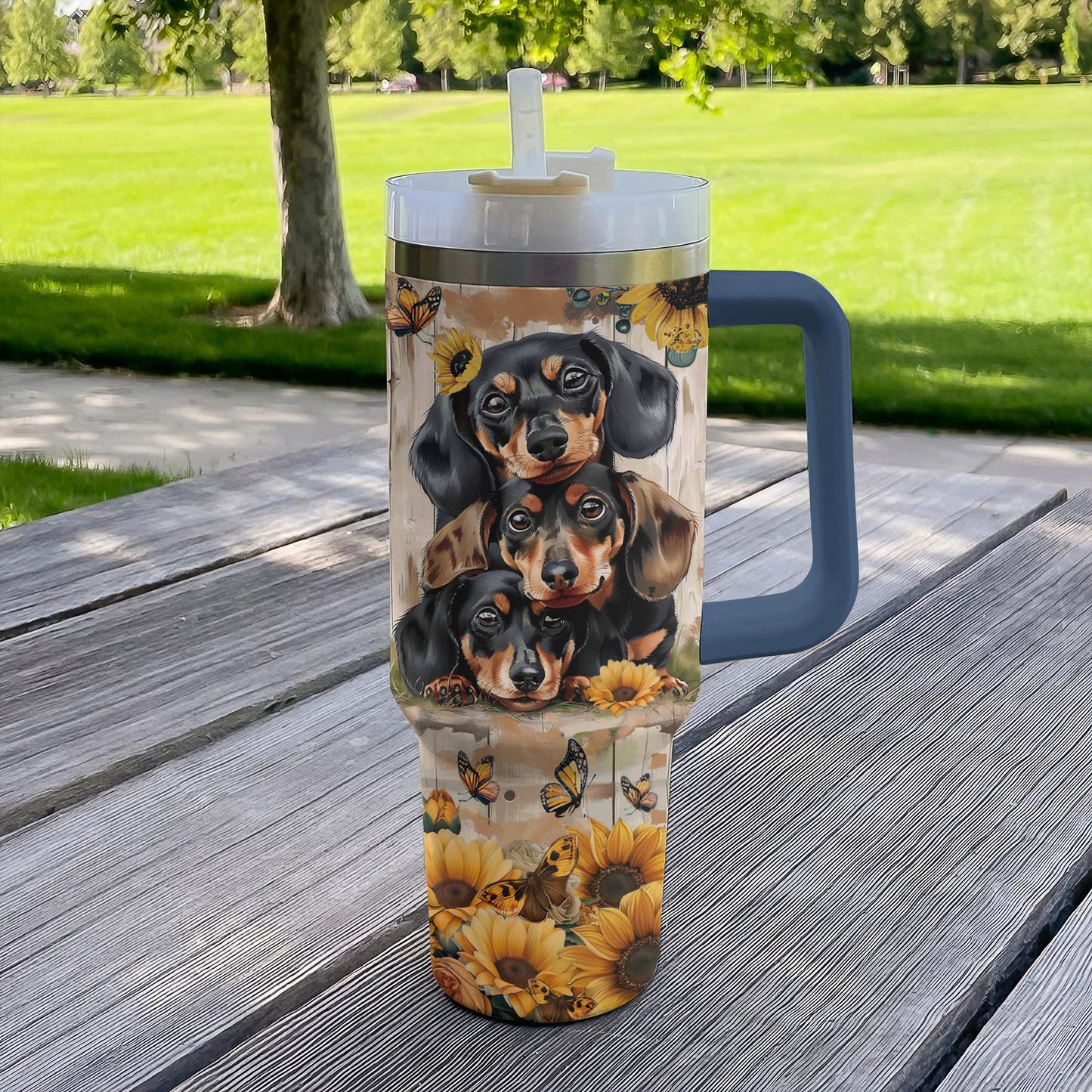 Shineful Tumbler Dachshund Sunflower Symphony