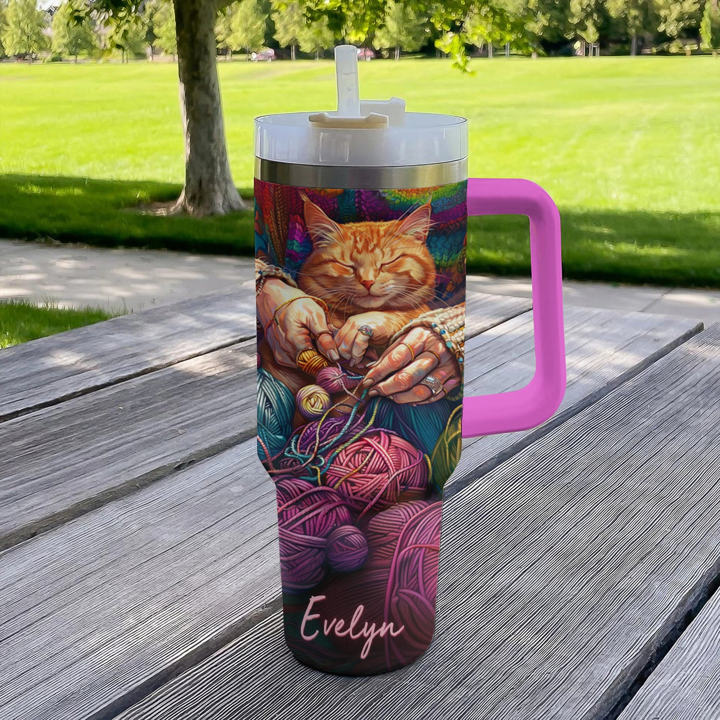 Shineful Tumbler Chaton en fil de crochet personnalisé et douillet