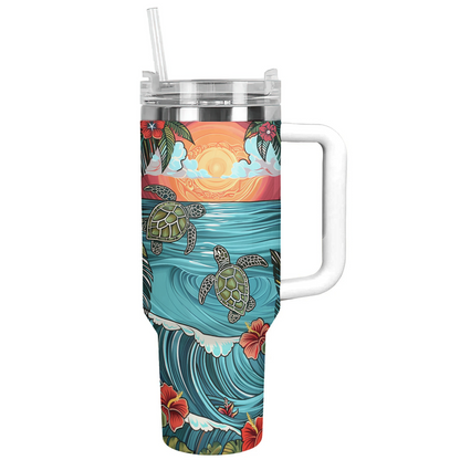 Shineful Tumbler Turtle Sunset Tranquility