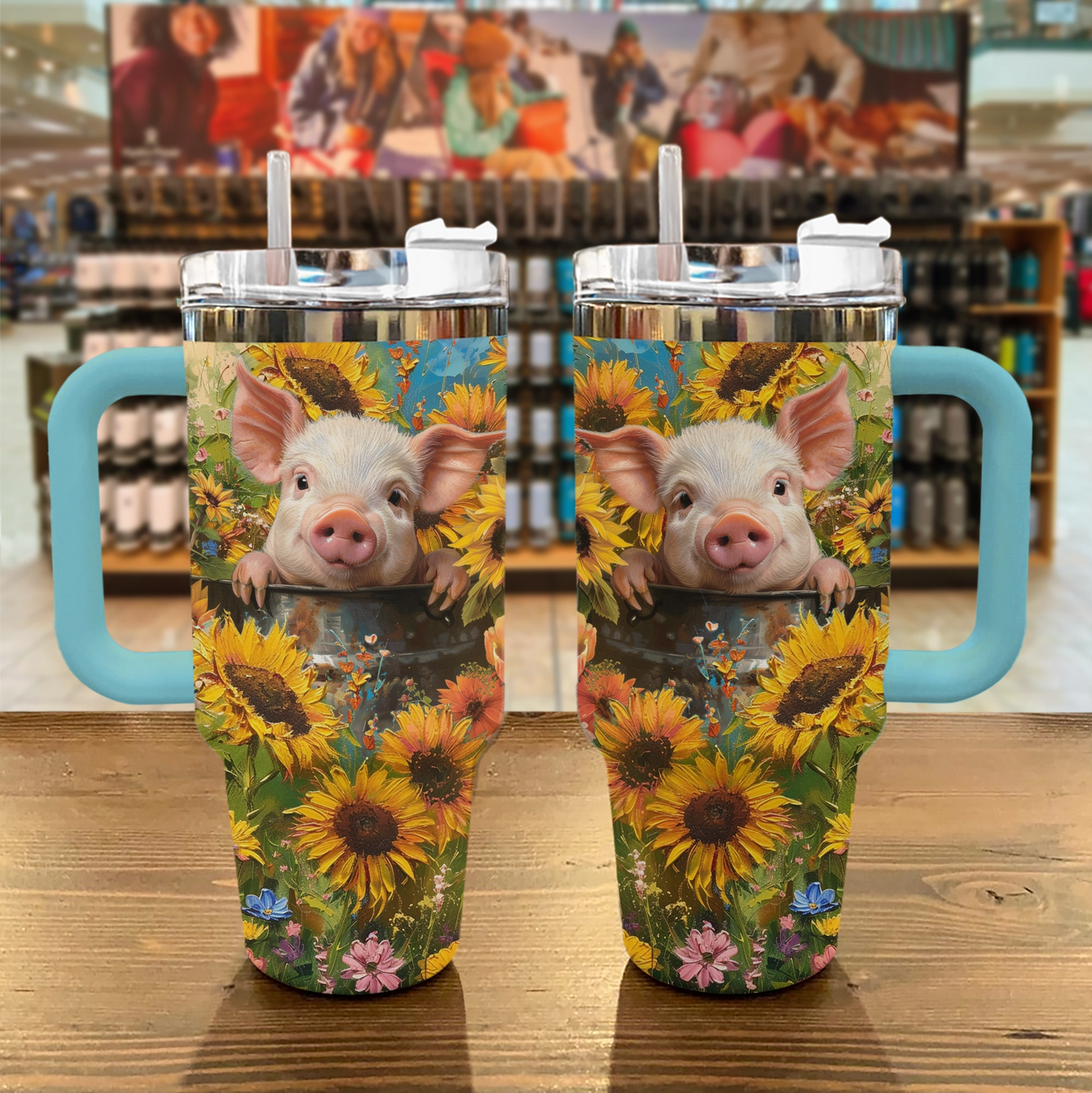 Strahlendes Tumbler-Sonnenblumen-Ferkel