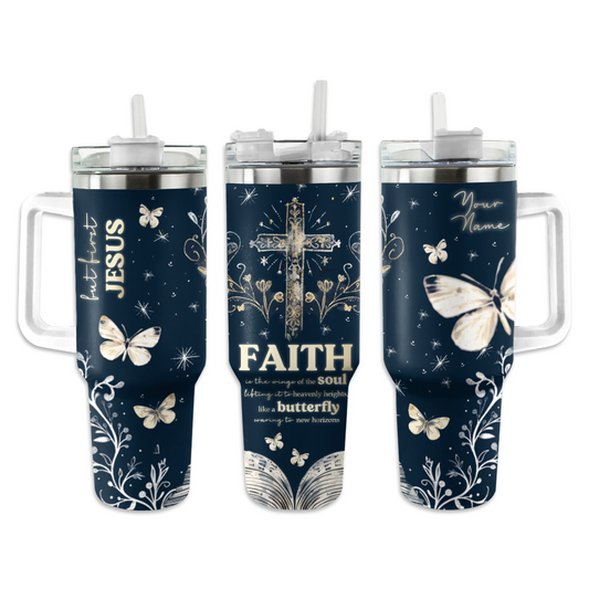 Shineful Tumbler Shineful Tumbler Personalized Bible Verse Butterflies KL30