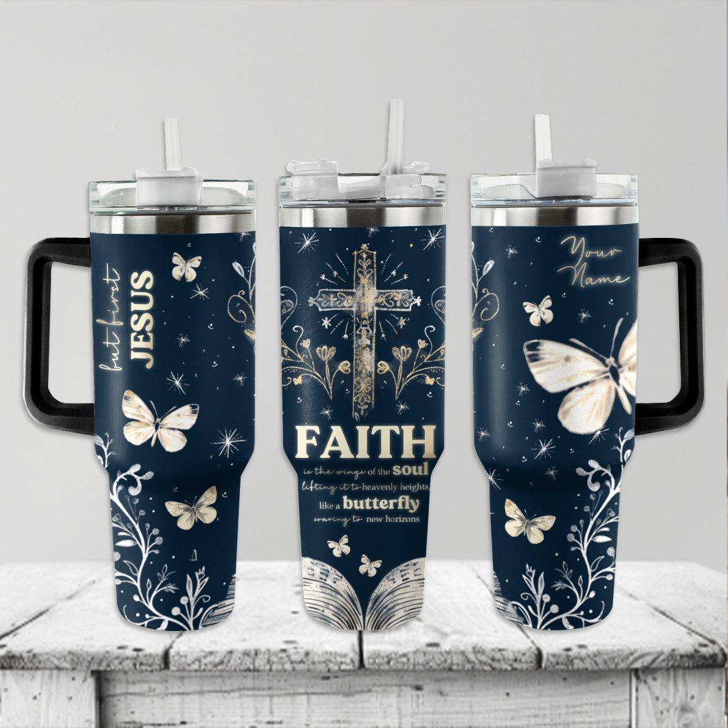 Shineful Tumbler Shineful Tumbler Personalized Bible Verse Butterflies KL30