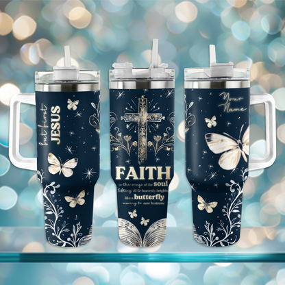 Shineful Tumbler Shineful Tumbler Personalized Bible Verse Butterflies KL30