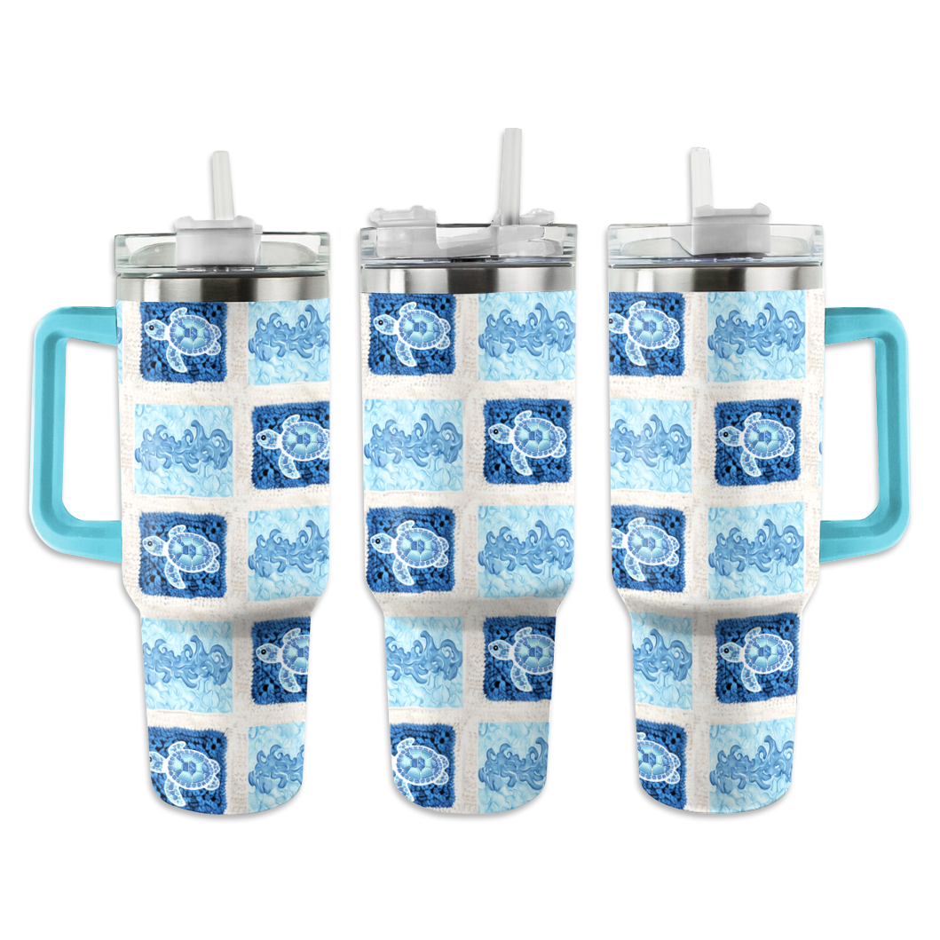 Shineful Tumbler Blue Waves and Turtles