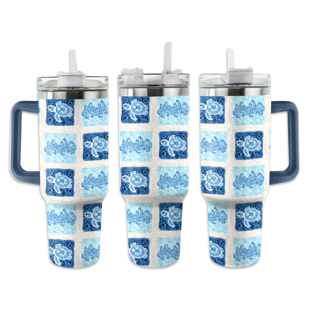 Shineful Tumbler Blue Waves and Turtles